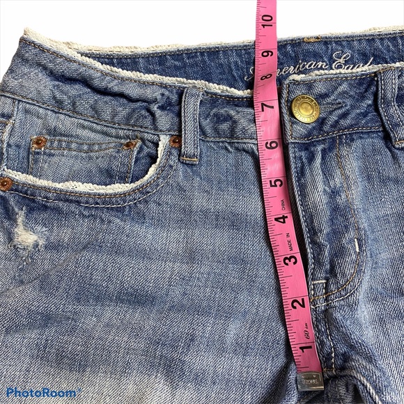 Lacey and Distressed AE denim cut off style shorts - Picture 4 of 8